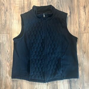 Croft & Barrow Zip Up Quilted Black Vest with Pockets Size Large Petite